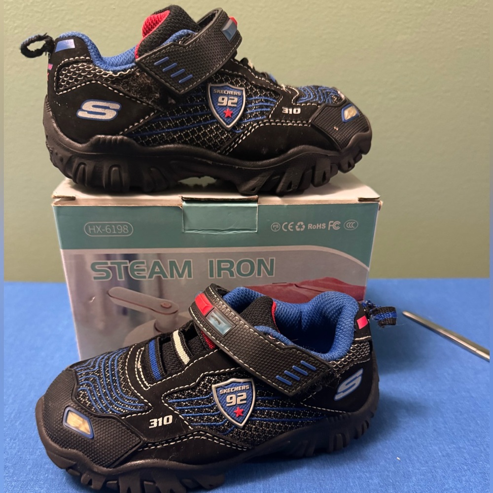 Skechers Black and Blue Sneakers with Durable Construction - Toddler 10c